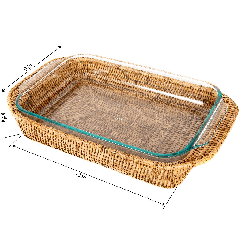 Plat de cuisson en rotin Camden, Brun miel, H 2 po x l 13 po x P 9 po