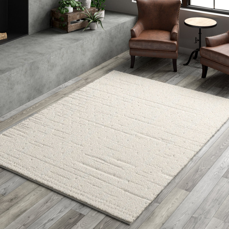 Tapis crème tissé à la machine Athira, Rectangle 5 pi 3 po x 7 pi