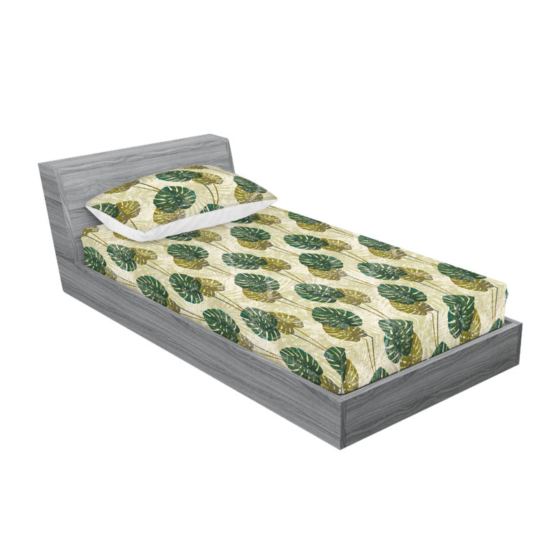 Drap-housse et taies décoratives 3 pièces Ambesonne, Fauve vert forêt / floral