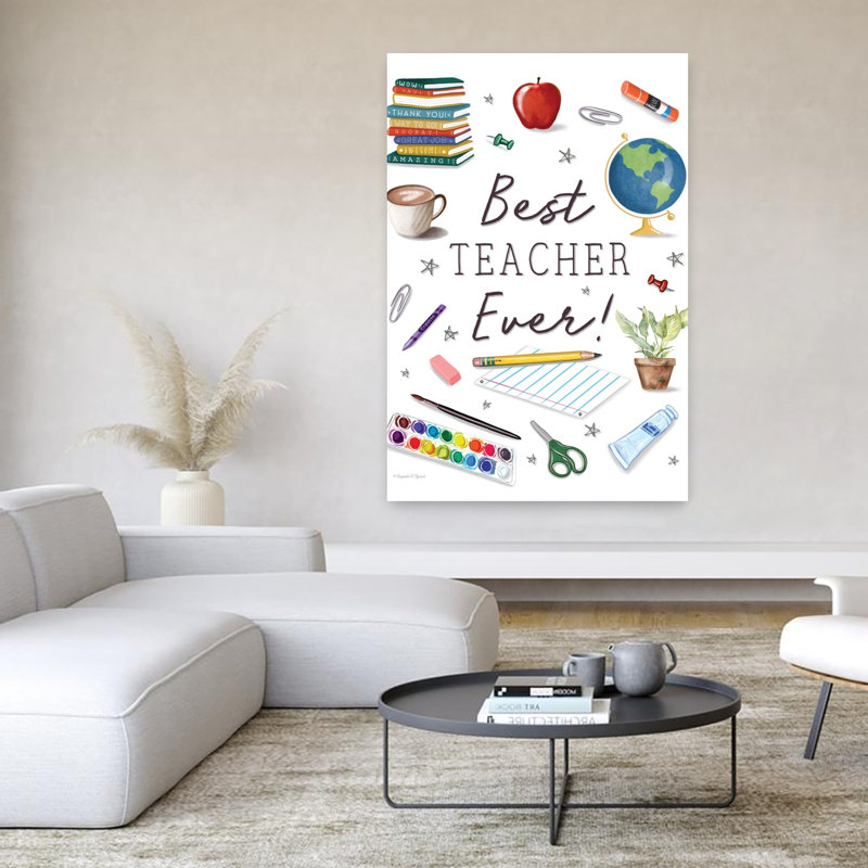 «Best Teacher Ever», art abstrait contemporain, H 60 po x l 40 po