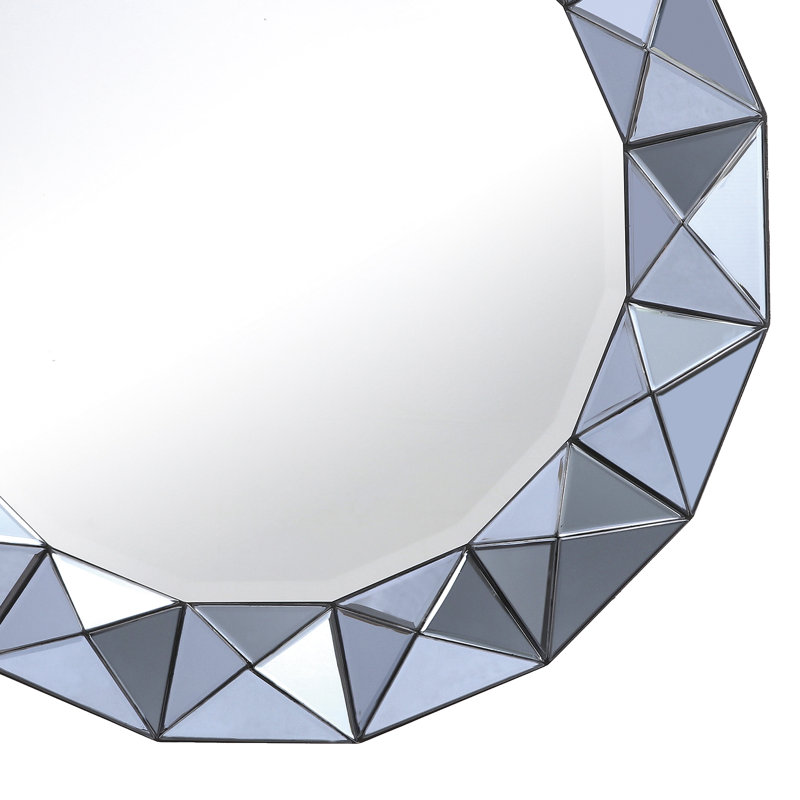 Krystal Glass Flat Wall Mirror, Grey