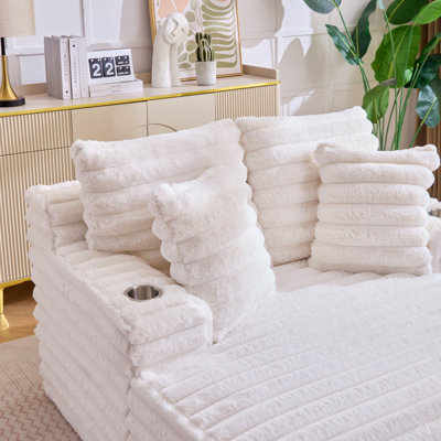 Oversized Chaise Lounge Chair Indoor,Upholstered Corduroy Sofa with Pillows,Comfy Fluffy Cloud Couch,Single Sleeper Sofa Chair for Livingroom,Bedroom,No Assembly