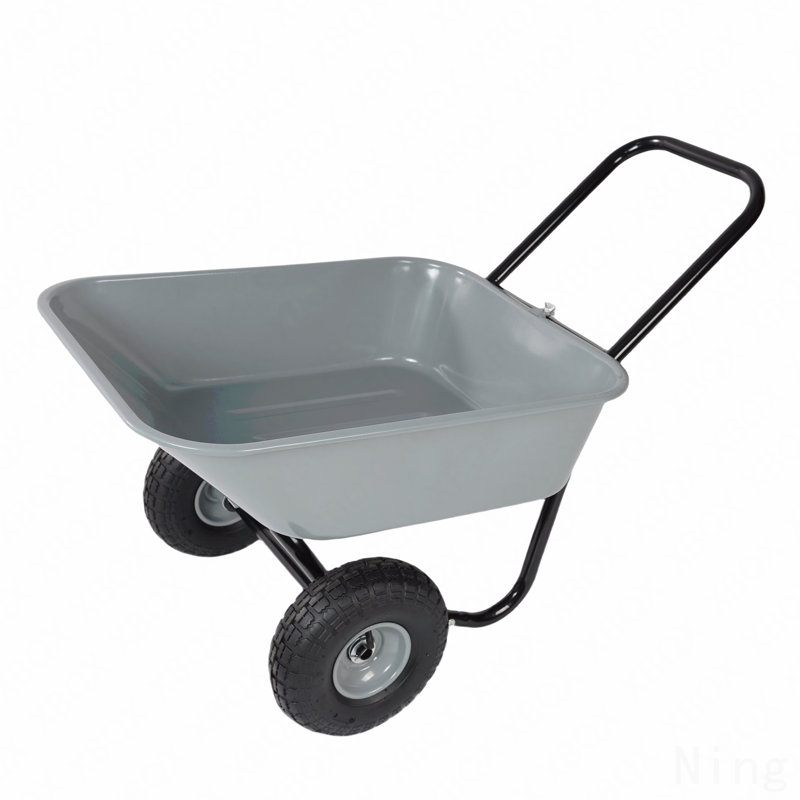 Chariot à deux roues, chariot de jardin, roues pneumatiques de 10 pouces, Gris
