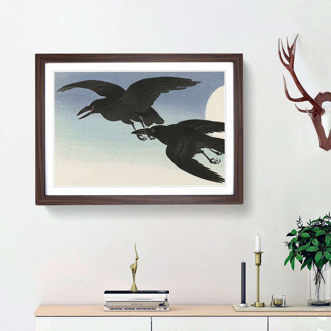 Crows at Full Moon by Ohara Koson - Framed Print