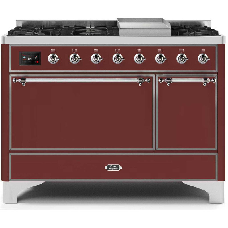 Majestic II 47.83" 5.02 Cu.Ft. Freestanding Dual Fuel with Griddle and Convection Oven, Natural Gas, Stainless Steel/Brass