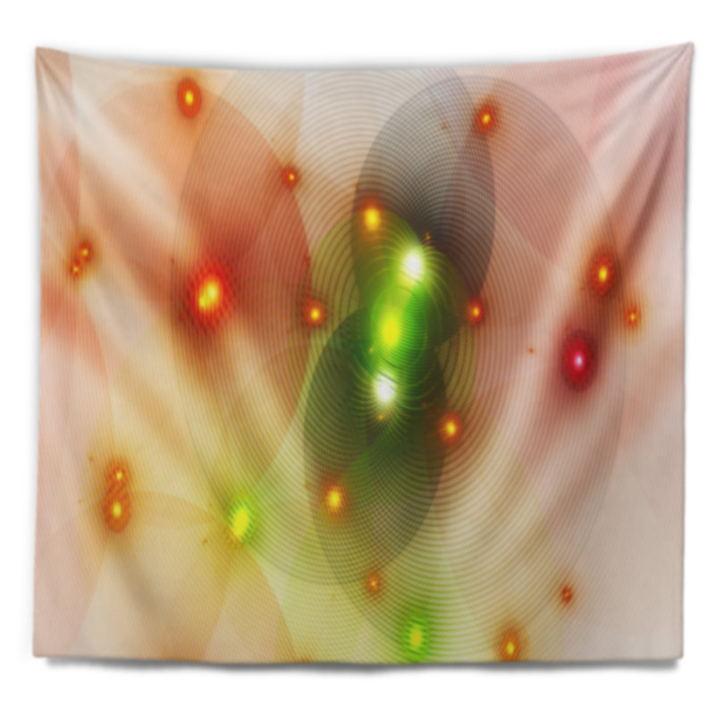 Tapisserie abstraite orange fractale dans la brume, H 68 po x l 80 po