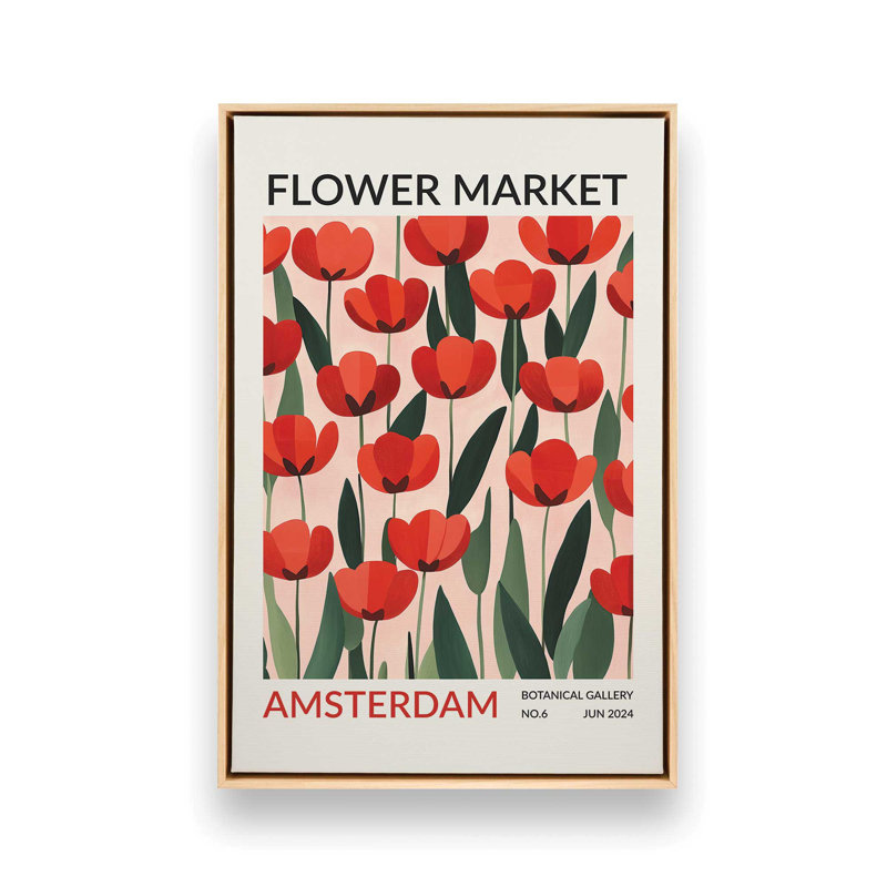 Amsterdam Flower Market I, Cadre américain en érable flottant, H 30,75 po x l 20,75 po