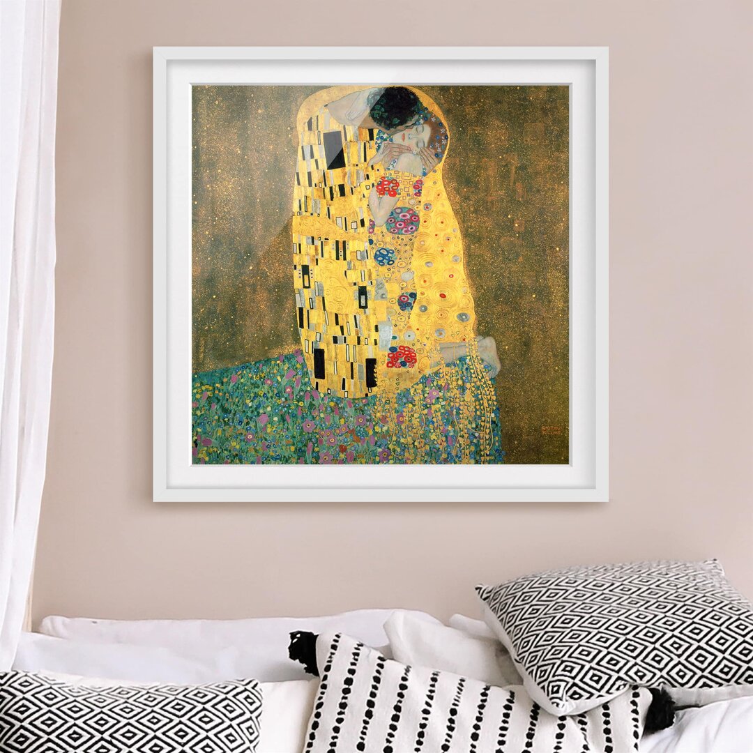 Gerahmtes Papierbild Der Kuß von Gustav Klimt