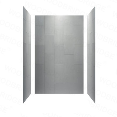 Lyon 60'' W 36'' D 75/96'' H Glue Up Solid Surface Shower Wall Panel Surround, Cuttable, 0.137-in thick