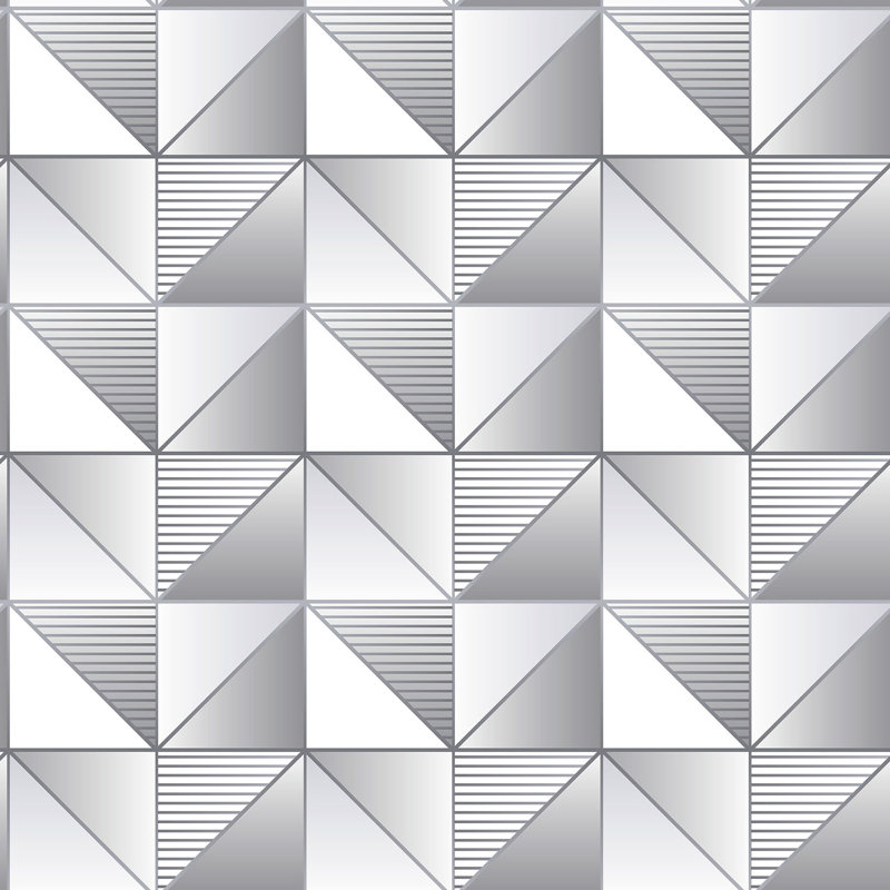 Geometrix 25.4m x 52.8cm Satin Wallpaper Roll, Silver/Grey