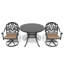 L'ensemble de salle à manger en aluminium coulé Allweather comprend des chaises pivotantes et une table ronde de 39,37 po avec un cadre noir-1782558783