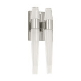 Sean Lavin Lassell 4-light double short wall sconce in natural brass finish with crystal shades