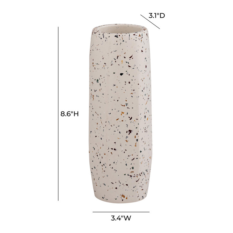 Vase blanc Cliett Terrazzo - moyen, H 8,6 po x l 3,4 po x P 3,1 po