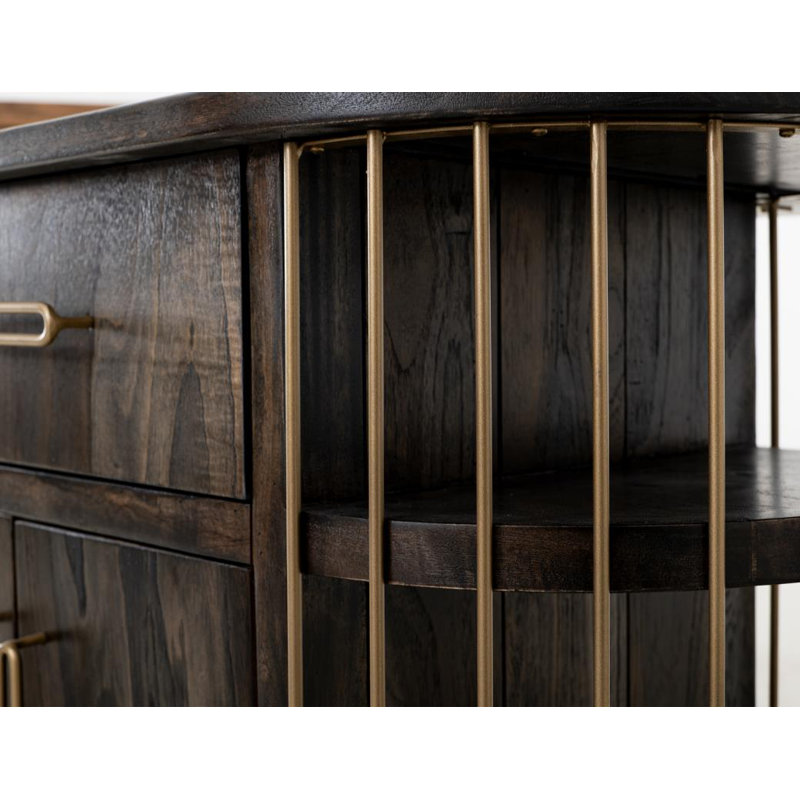 Balam 2 Drawer & 4 Door, 6 Shelf Kitchen Island, Dark Brown