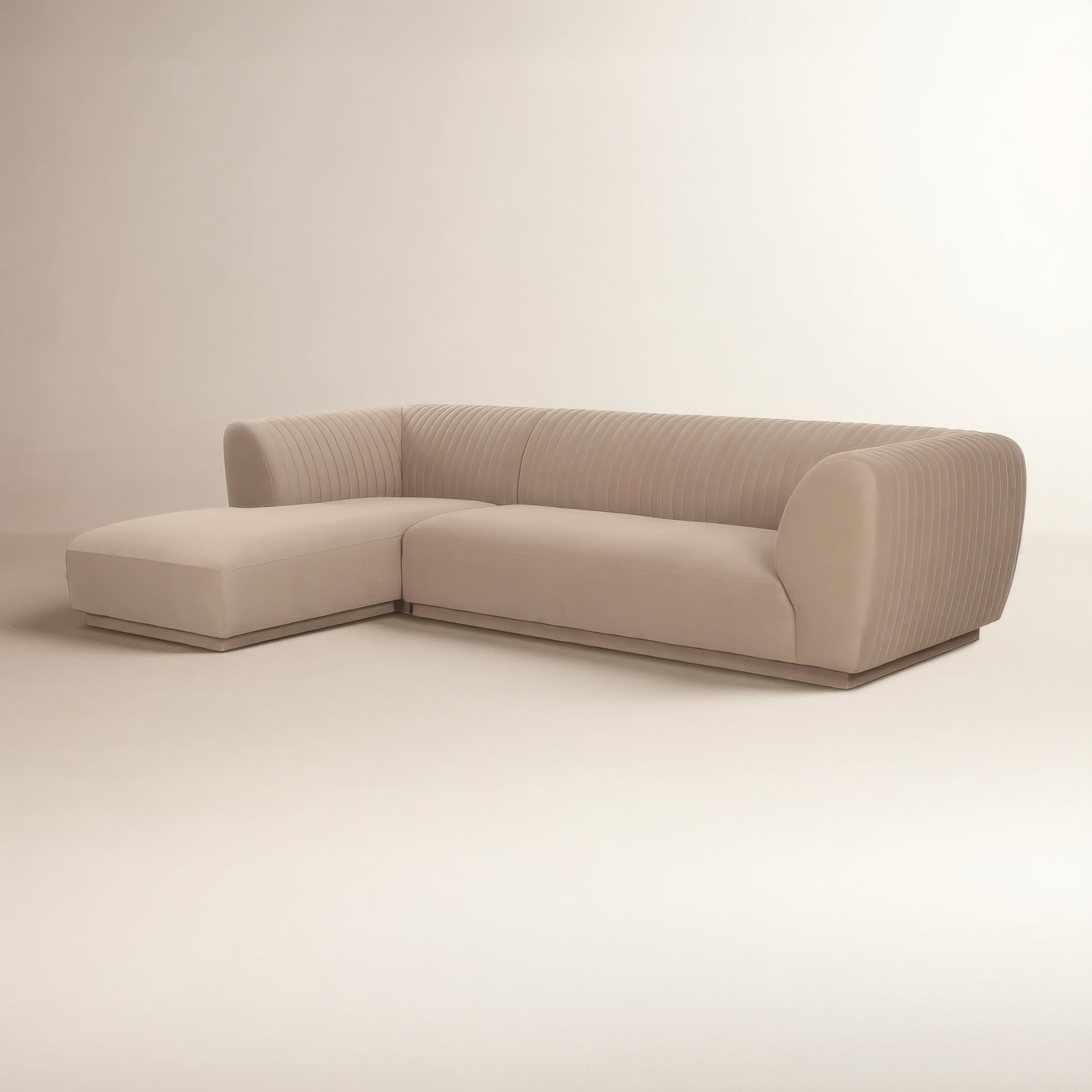 Sidney 117" 2 - Piece Chaise Sectional, Beige Performance Chenille, Left Hand Facing