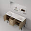 Meuble-lavabo double en acacia rustique l 60 po x P 20 po et miroir 55 po Lancy-1379422697