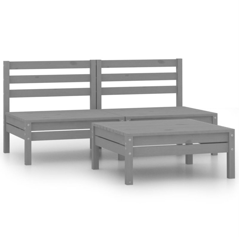 Valleria 3 Piece Lounge Chair, Gray