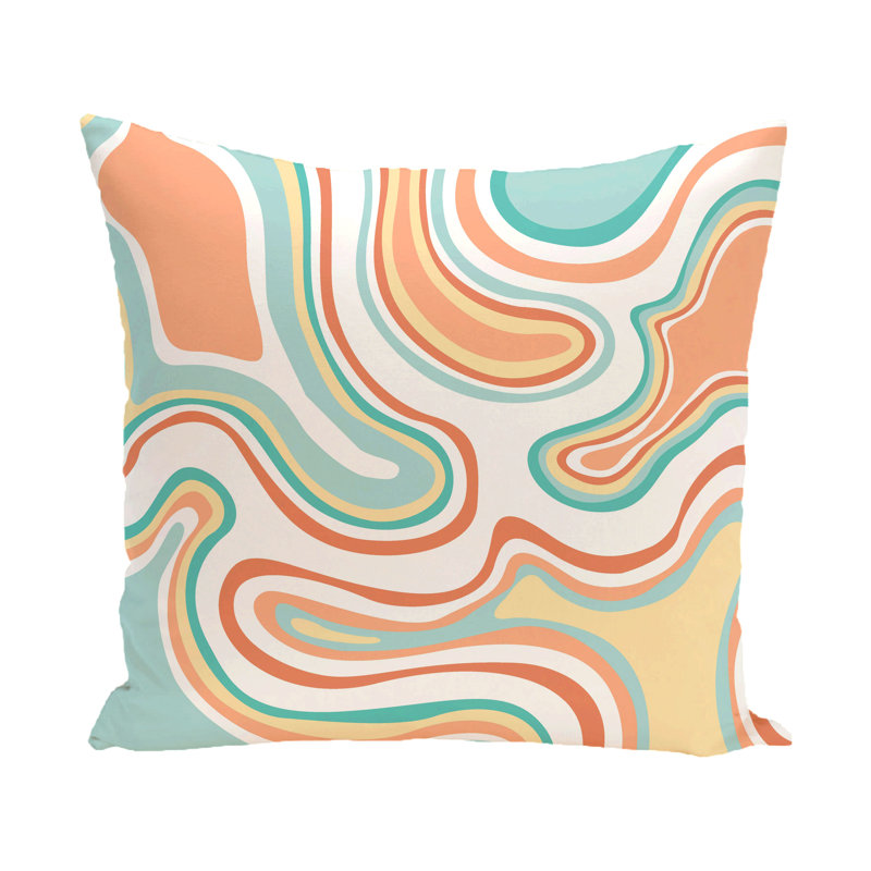 Housse de coussin d'extérieur carré Beach Insert Agate, Orange, H 16 po x l 16 po