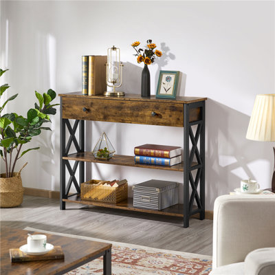 80cm Console Table with 1 Drawer and 2 Open Shelves