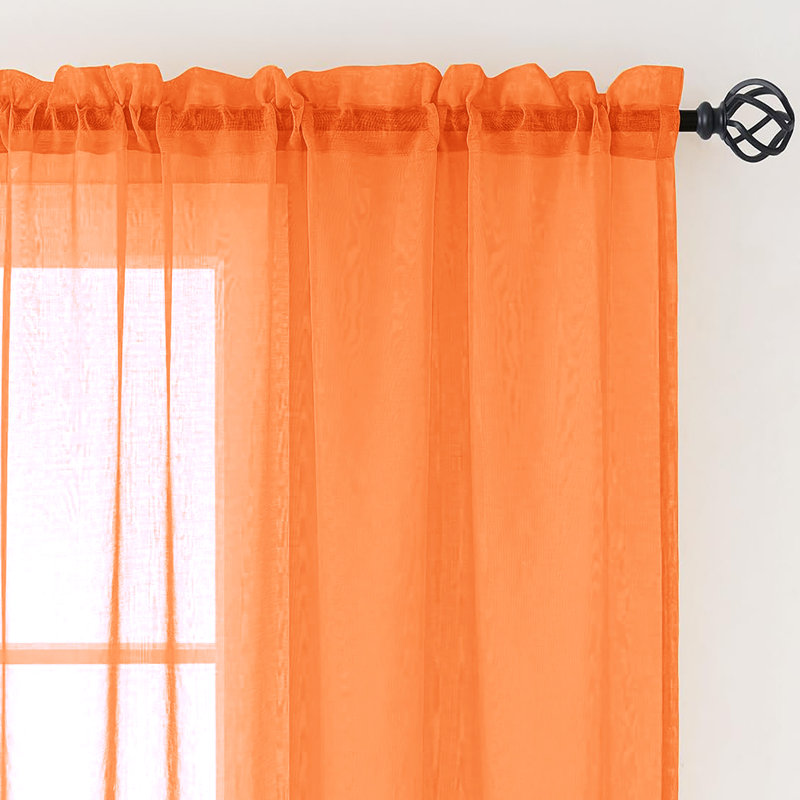 Ensemble de rideaux transparents avec passe-tringle 84 po (2 panneaux), Orange