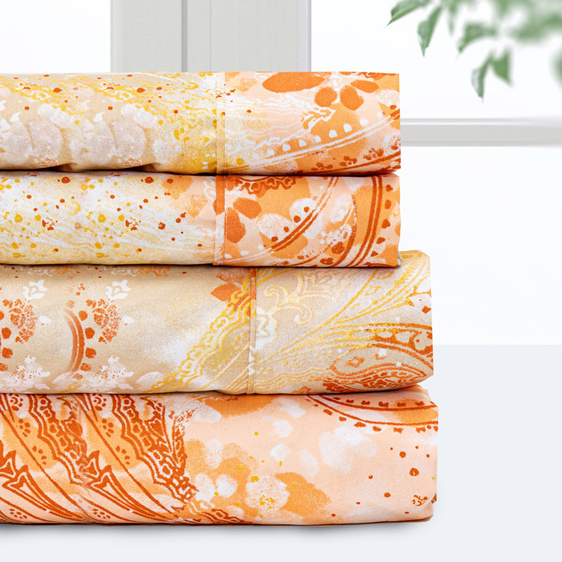 100% Polyester Floral Sheet Set, King