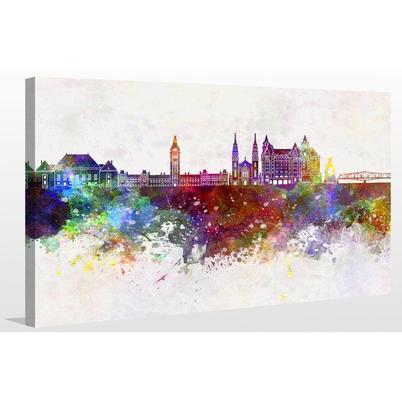 Impression d’art graphique sur toile tendue ottawa skyline, H 18 po x l 30 po x P 1 po