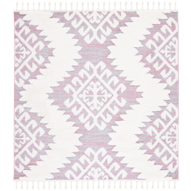 Moroccan Tassel Shag Performance Southwestern Rug, Square 6'7"
