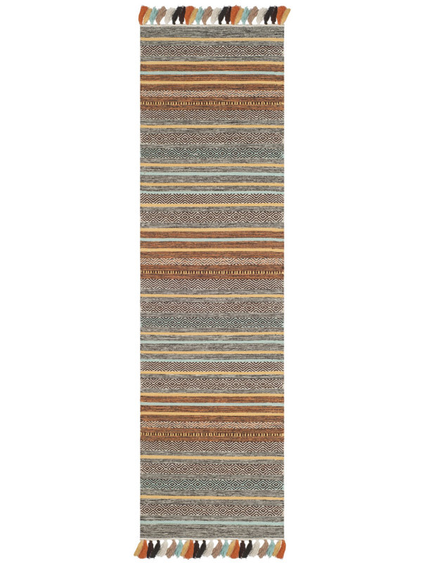Montauk Hand Woven Cotton Striped Rug, Runner 2'3" x 8'