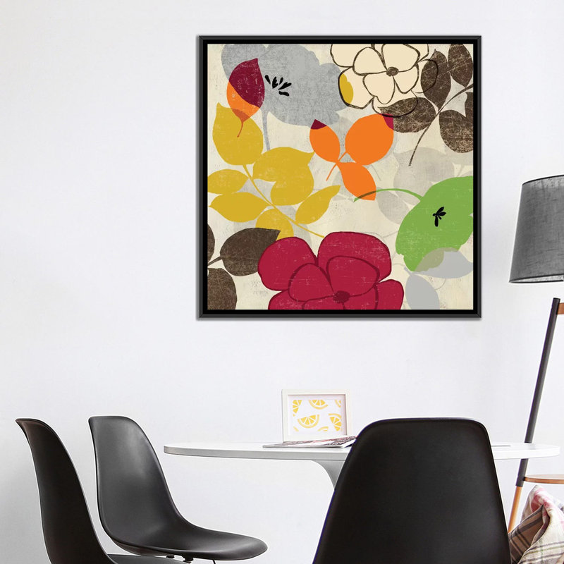« fantaisie », reproduction sur toile, H 18 po x l 18 po x P 1,5 po, Toile avec cadre noir, Pas de tapis
