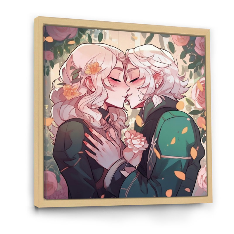 Couple d'anime Dancingtender rose - Couple de décoration murale, H 30 po x l 30 po x P 1 po, Cadre naturel flottant