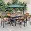 Ensemble de table de salle à manger 7 pièces pour patio, ensemble de salle à manger pour 6 personnes avec six chaises et une table rétractable, ensemble de conversation pour patio toutes saisons pour cour, cour et piscine-115115599
