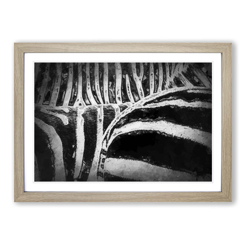 The Stripes of the Zebra in Abstract - Picture Frame Graphic Art Print, 50cm H x 76cm W x 2cm D, Oak