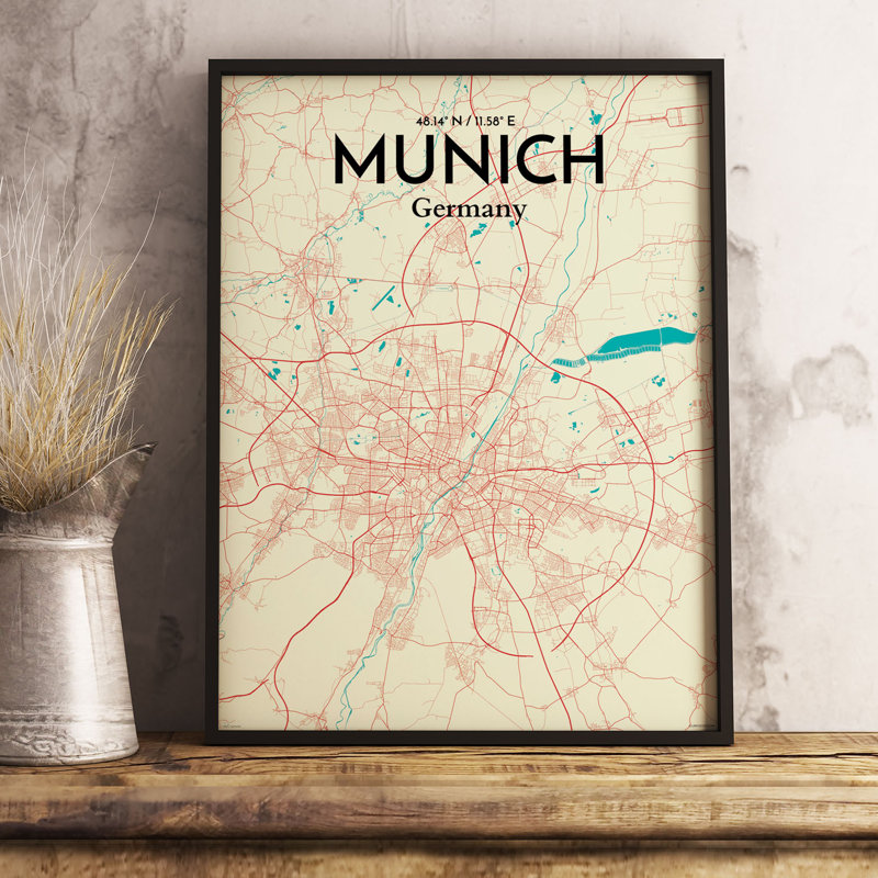 Munich City Map - No Frame Print, 61cm H x 45.7cm W x 0.13cm D x 0.13 cm D