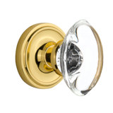 Classic Rosette with Oval Clear Crystal Door Knob