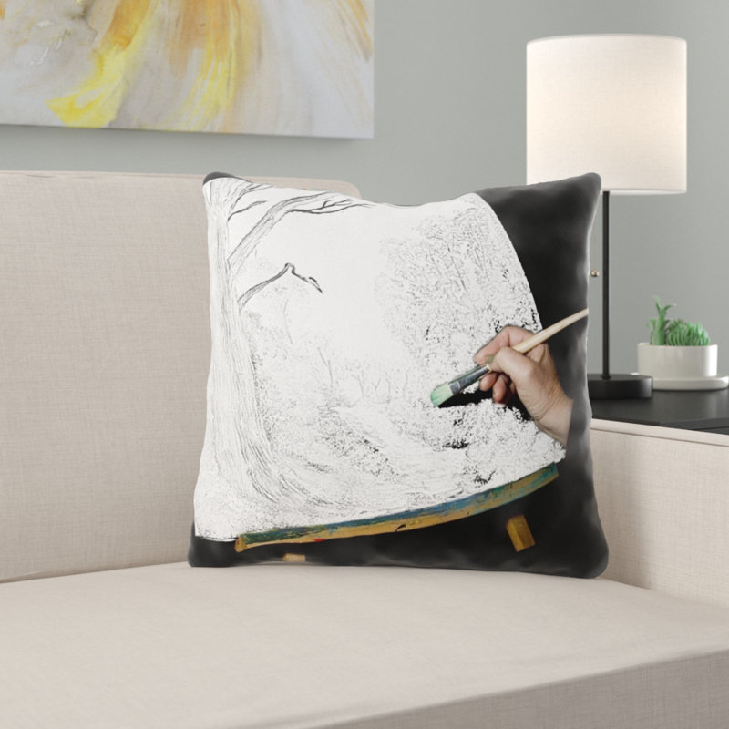 Coussin décoratif paint Vallee, Microsuède, Intérieur