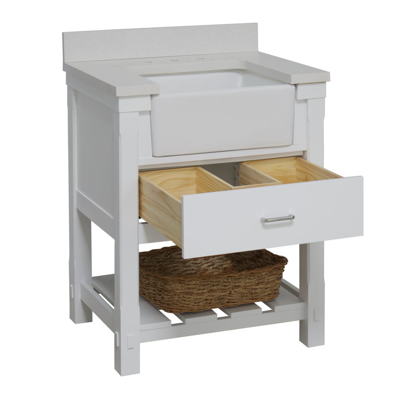 Ensemble de meuble-lavabo simple 30 po Hitton, Blanc, Quartz