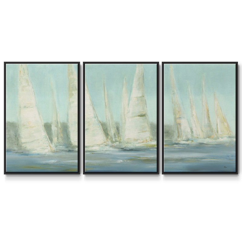 " Summer Sails " 3 - Pieces, 36" H x 75" W x 2" D, Black