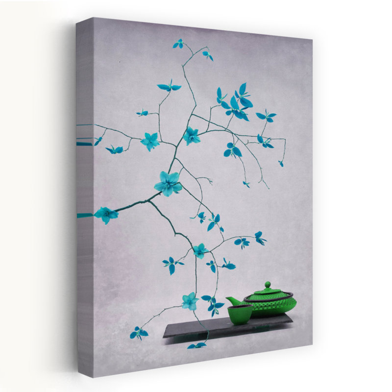 «Serene Botanical Tea Set», impression murale contemporaine abstraite, H 24 po x l 16 po