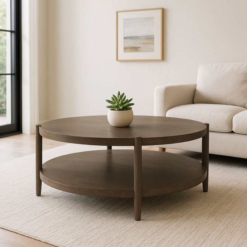Reece 48" Round Coffee Table, Walnut