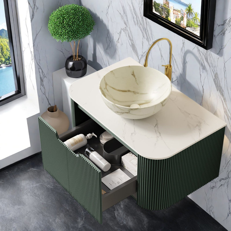 Wall Mounted With Stone Top