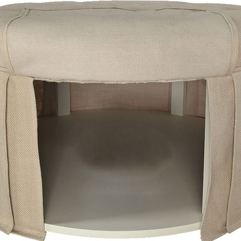 Repose-pieds rond capitonné Jazmine, Beige