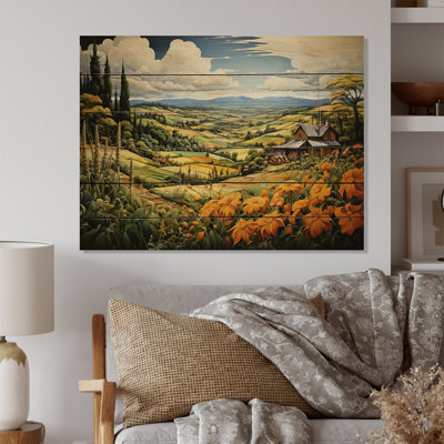 «Countryside Pastoral Patchwork I» sur impression sur bois