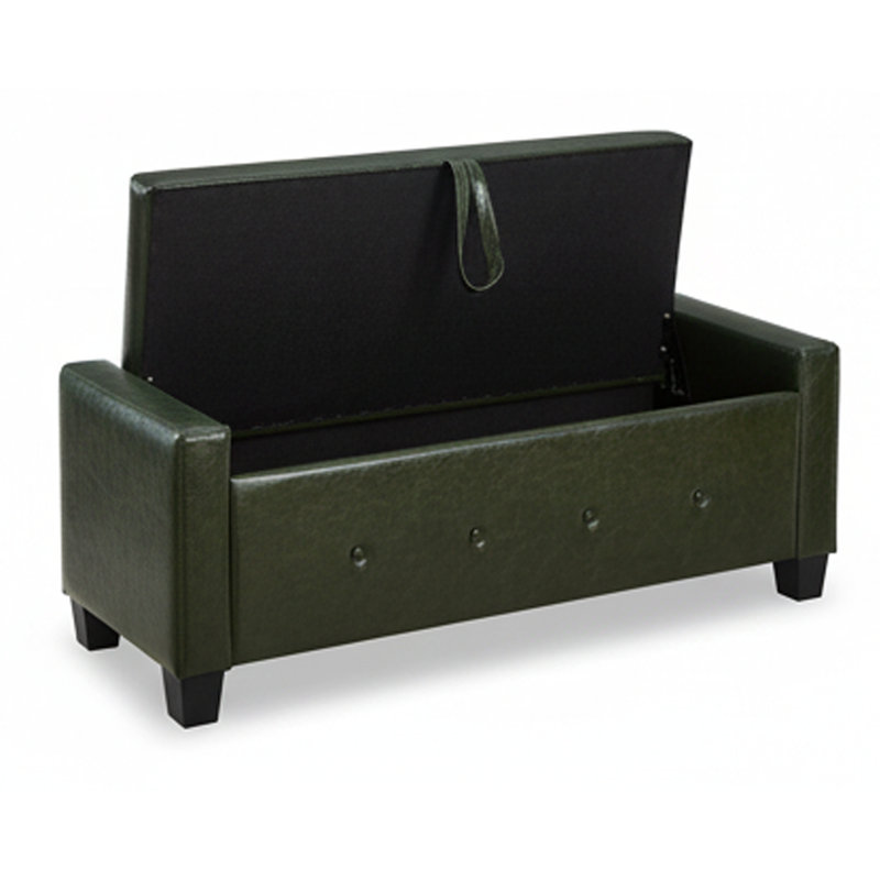 Modern Tufted Storage Bench,48" Faux Leather PU Ottoman with Lift-Top for Bedroom,Living Room,Entryway, Dark Green