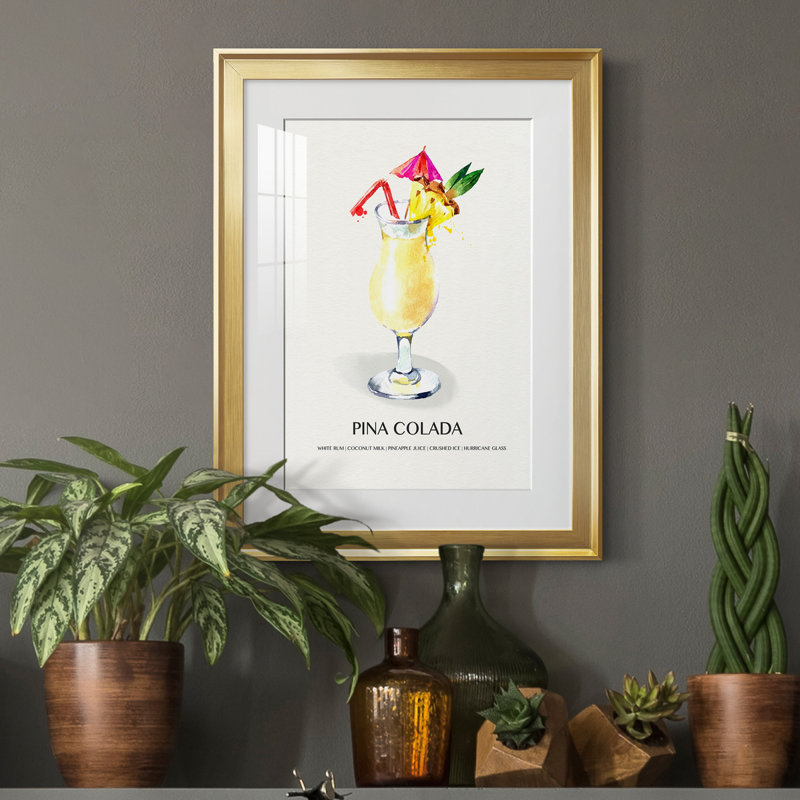 Pina Colada - peinture encadrée, H 22,5 po x l 30,5 po x P 1,5 po, Or