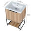 Armoire de salle de bain autoportante de 24 pouces - Lavabo en résine, fermeture en douceur, espace de rangement suffisant avec décoration moderne, porte à fermeture en douceur pour, option de rangement
