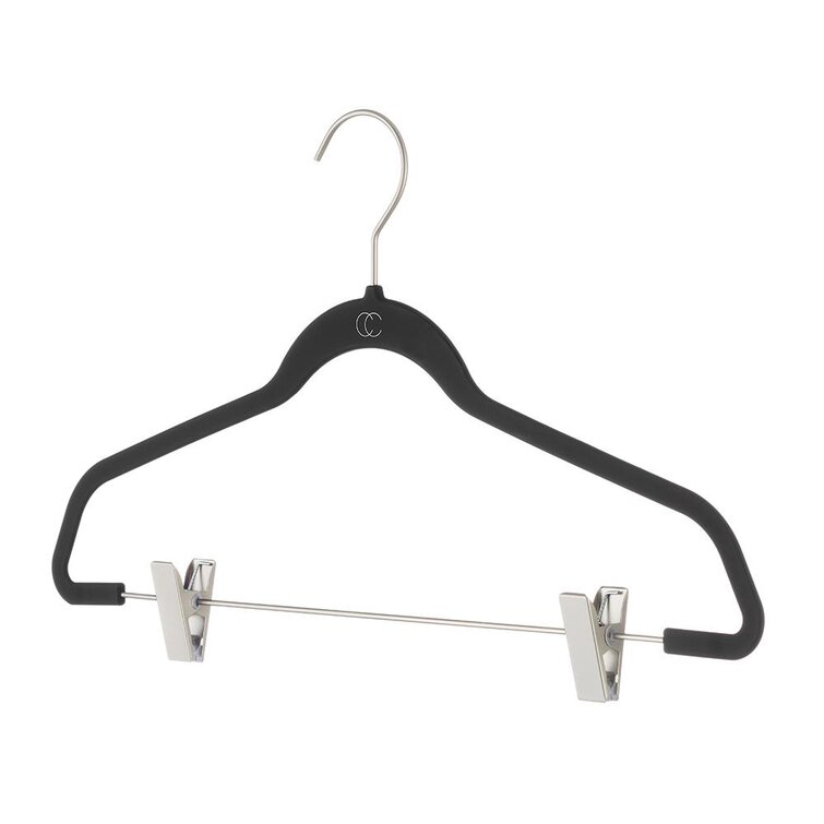 Space Saving Collection Plastic Non-Slip Hangers with Clips for Suit/Coat