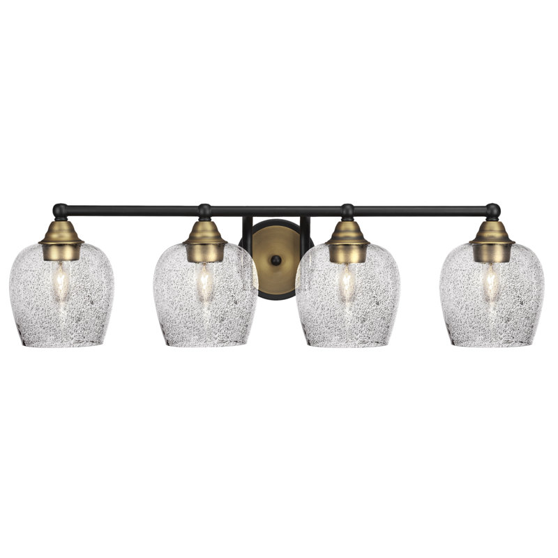 Michell 4-Light Bath Bar, Matte Black/Brushed Gold