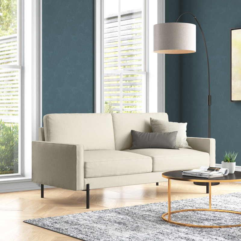 Canapé à accoudoirs carrés en lin 71,1 po Arban, 100 % lin beige naturel