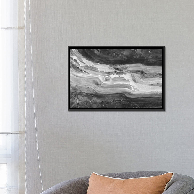 «C Courants, gris et noir et blanc» par Albena Hristova, impression sur toile tendue, H 18 po x l 26 po x p 1,5 po