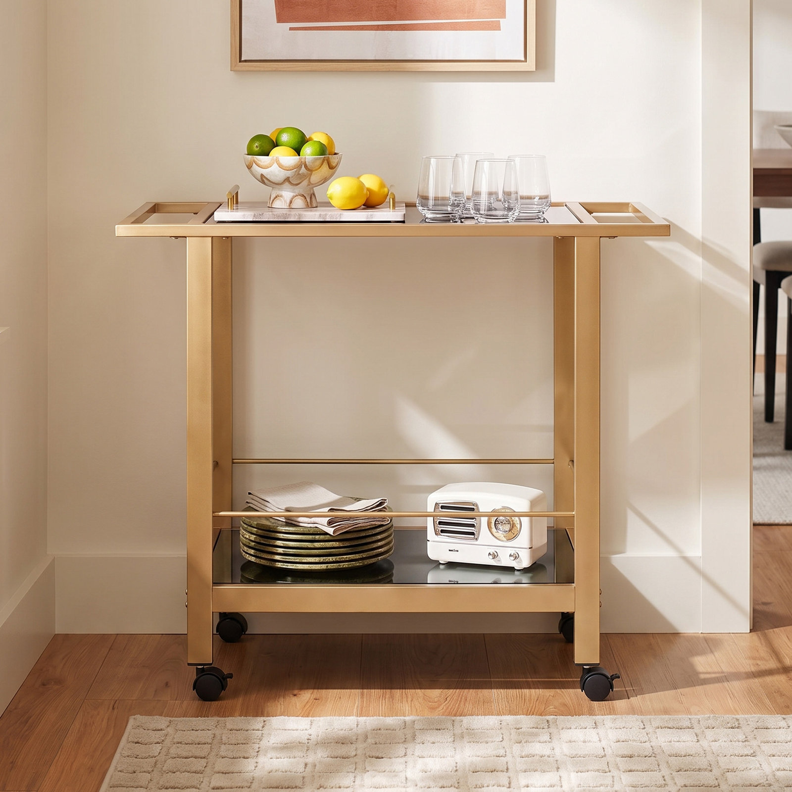 Pip Metal Bar Cart, Gold